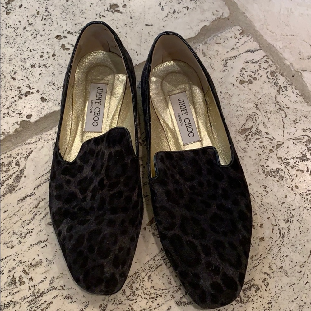 Jimmy choo blue leopard moccasins, size 8
